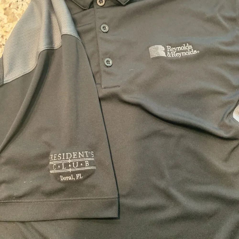 Nike Golf Shirt Size L Black/Grey Dri-Fit Presidents Club Doral, FL Polo Golf